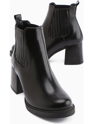 Limoya Marya Siyah Lastikli Kadın Topuklu Bot