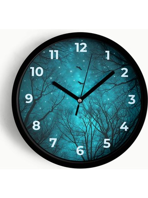 JHAAR Soyut Gece Görüşü Modern Duvar Saati - Büyük XL 42 cm - Siyah Kasa - Camlı Sessiz