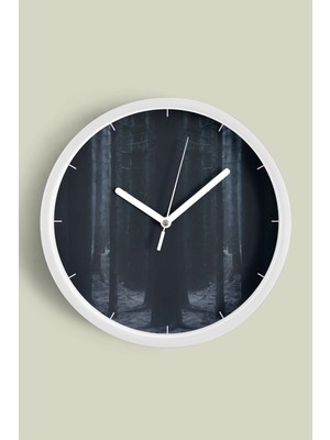 JHAAR Soyut Doğa Manzara Temalı Modern Duvar Saati - 25cm - Önü Camlı Beyaz Kasa