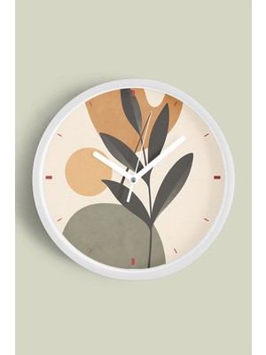 JHAAR Soyut - Bohem Modern Duvar Saati - 25CM - Önü Camlı Beyaz Kasa - Sessiz Mekanizma