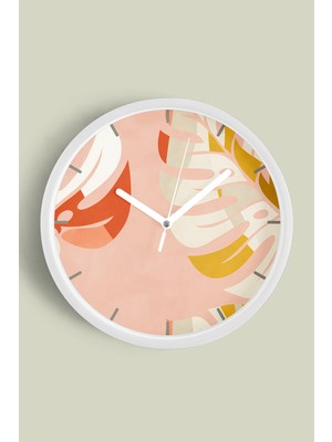 JHAAR Soyut - Bohem - Geometrik Temalı Modern Duvar Saati - 25cm - Önü Camlı Beyaz Kasa