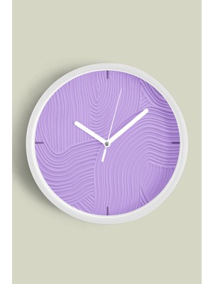 JHAAR Soyut Alçı Görünümlü Modern Duvar Saati - 25cm - Önü Camlı Beyaz Kasa