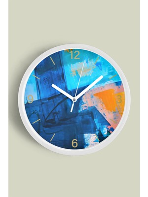 JHAAR Soyut Tasarım Modern Duvar Saati - 25CM - Önü Camlı Beyaz Kasa - Sessiz Mekanizma