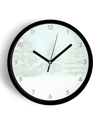 JHAAR Soyut Doğa Manzara Temalı Modern Duvar Saati - 25CM - Önü Camlı Siyah Kasa - Sessiz Mekanizma