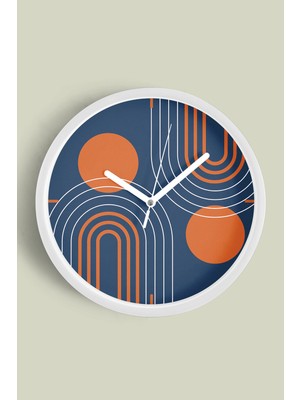 JHAAR Soyut - Bohem - Geometrik Temalı Modern Duvar Saati - 25CM - Önü Camlı Beyaz Kasa - Sessiz Mekanizma
