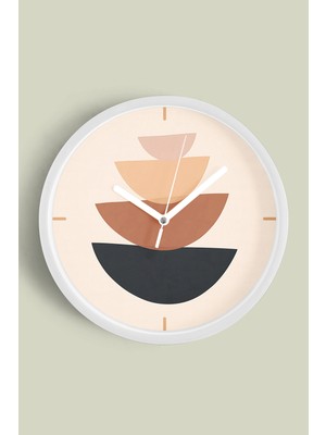 JHAAR Soyut - Bohem - Geometrik Temalı Modern Duvar Saati - 25cm - Önü Camlı Beyaz Kasa