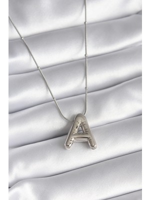 Shopwe 316L Çelik Gümüş Renk Bubble "a" Harf Model Kadın Kolye