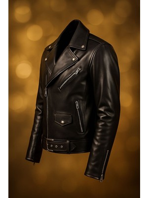 Derimontaya Erkek Hakiki Kuzu Deri Ceket Fermurlı Kemerli Mont