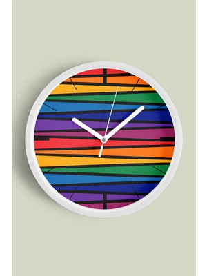 JHAAR Soyut Tasarım Modern Duvar Saati - 25cm - Önü Camlı Beyaz Kasa