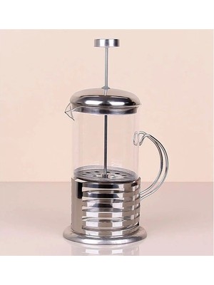 TE Dükkan Buğz Çelik Kulplu Cam French Press - 350 ml