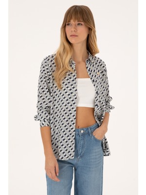 U.s. Polo Assn. Kadın Lacivert Gömlek Desenli 50316370-VR033