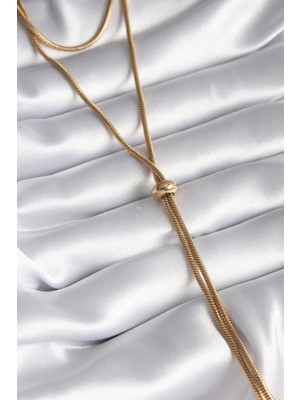 Shopwe 316L Çelik Gold Renk Tüp Zincir Asansör Model Kadın Kolye