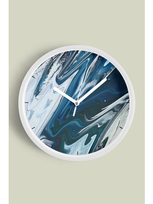 JHAAR Soyut Tasarım Modern Duvar Saati - 25cm - Önü Camlı Beyaz Kasa