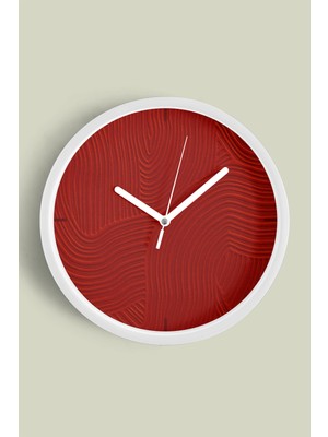 JHAAR Soyut Alçı Görünümlü Modern Duvar Saati - 25cm - Önü Camlı Beyaz Kasa