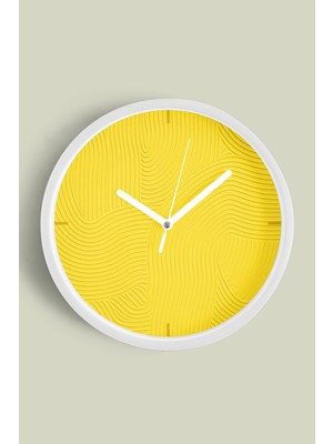 JHAAR Soyut Alçı Görünümlü Modern Duvar Saati - 25cm - Önü Camlı Beyaz Kasa