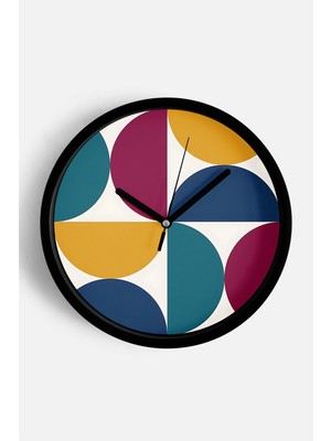 JHAAR Renkli Yaprak Geometrik Modern Duvar Saati - Büyük XL 42 cm - Siyah Kasa - Camlı Sessiz