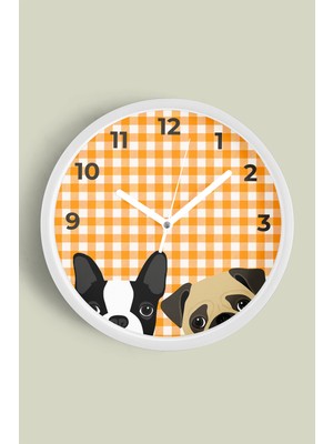 JHAAR Köpek Tasarım Modern Duvar Saati - 25cm - Önü Camlı Beyaz Kasa
