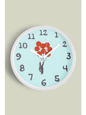 JHAAR Soyut Tasarım Çocuk Odası Modern Duvar Saati - 25cm - Önü Camlı Beyaz Kasa