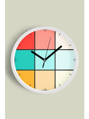 JHAAR Modern Tasarım Duvar Saati - 25cm - Önü Camlı Beyaz Kasa