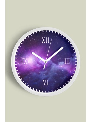 JHAAR Soyut Yıldızlı Modern Tasarım Duvar Saati - 25CM - Önü Camlı Beyaz Kasa - Sessiz Mekanizma