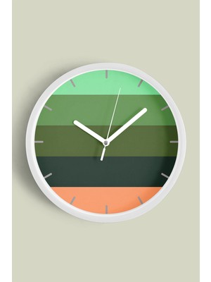 JHAAR Çizgili Modern Tasarım Duvar Saati - 25CM - Önü Camlı Beyaz Kasa - Sessiz Mekanizma