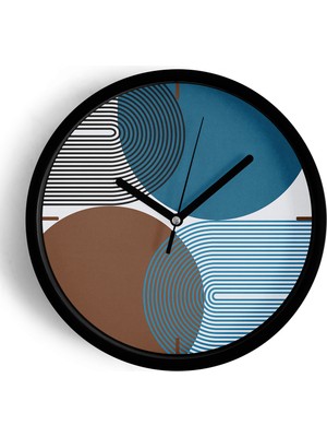 JHAAR Soyut - Bohem - Geometrik Temalı Modern Duvar Saati - 25CM - Önü Camlı Siyah Kasa - Sessiz Mekanizma