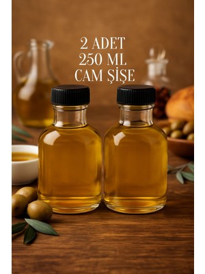 Rotanev 2 Adet 250 ml Şeffaf Tombul Yağ Şişesi Sızdırmaz Kilitli Kapaklı 250 cc Yağdanlık Sosluk Cam Şişe