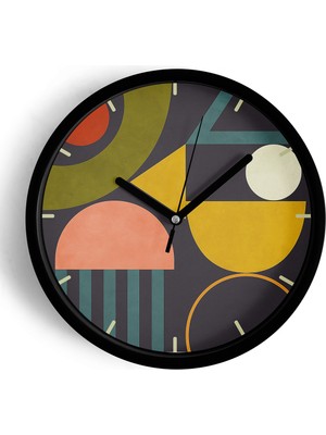 JHAAR Soyut - Bohem Modern Duvar Saati - 25cm - Önü Camlı Siyah Kasa