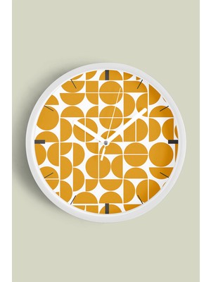 JHAAR Geometrik Desenli Modern Duvar Saati - 25cm - Önü Camlı Beyaz Kasa