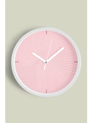 JHAAR Soyut Alçı Görünümlü Modern Duvar Saati - 25CM - Önü Camlı Beyaz Kasa - Sessiz Mekanizma