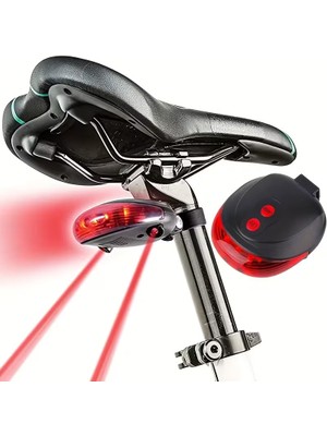 Mükellef Teknoloji Profesyonel Bisiklet Arka Stop Lambası | 5 LED + 2 Lazer Şeritli Güvenlik Uyarı Işığı | Pilli Fren Lambası MTB ve Yol Bisikleti Arka Feneri