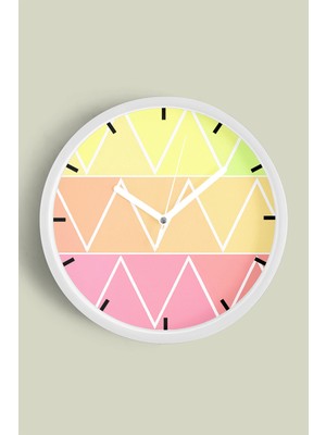 JHAAR Soyut - Geometrik Temalı Modern Duvar Saati - 25cm - Önü Camlı Beyaz Kasa
