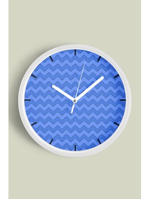 JHAAR Dalgalı Tasarım Modern Duvar Saati - 25CM - Önü Camlı Beyaz Kasa - Sessiz Mekanizma