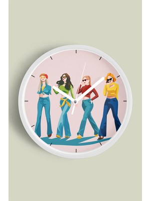 JHAAR Havalı Kadınlar Tasarımı Modern Duvar Saati - 25cm - Önü Camlı Beyaz Kasa