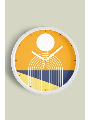 JHAAR Modern Tasarım Duvar Saati - 25cm - Önü Camlı Beyaz Kasa