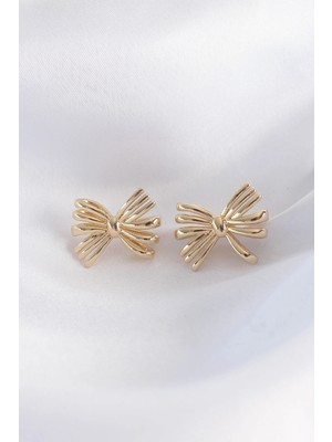 Shopwe Pirinç Gold Renk Fiyonk Küpe