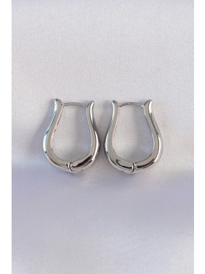 Shopwe Pirinç Gümüş Renk Içi Boş Gül Küpe