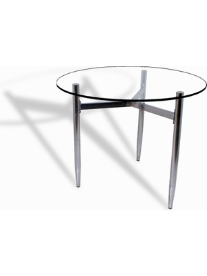 Dockers Venedik Cam Masa Yuvarlak (Nikelaj) 90 cm Yuvarlak