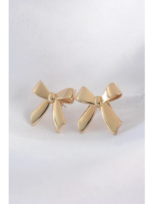 Shopwe Pirinç Gold Renk Düz Plaka Fiyonk Küpe