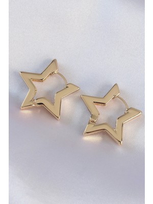 Shopwe Pirinç Gold Renk Yıldız Küpe