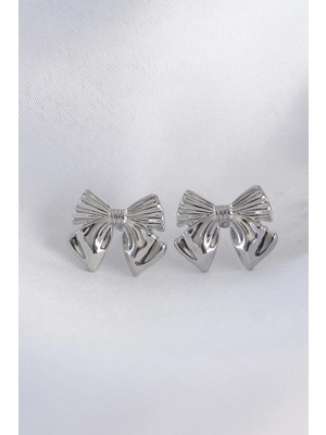 Shopwe Pirinç Gümüş Renk Fiyonk Küpe