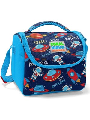 Leaf Shop High Lacivert Mavi Uzay Desenli Beslenme Çantası - Erkek Çocuk