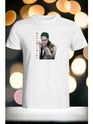 Özel Joker Tasarımlı Beyaz Baskılı Tişört T-Shırt