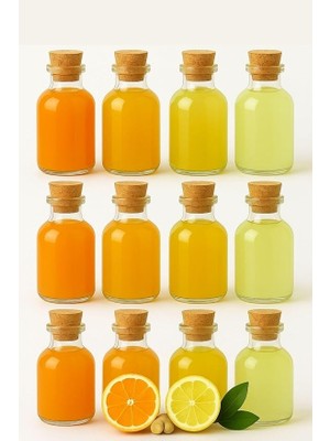 Leaf Shop Adet Şeffaf Cam Shot Şişesi Mantar Tıpalı Hediyelik Koku Süs Çok Amaçlı Şişe 50ML