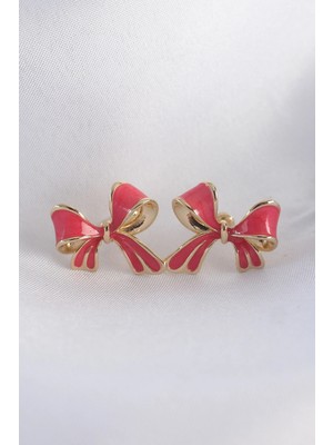 Shopwe Pirinç Pembe Renk Fiyonk Küpe