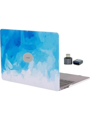 Leaf Shop Macbook Air Kılıf M2-M3-M4 Çip Uyumlu Sert Koruyucu Kapak Kılıf Lazer Uv Baskılı Touchıd 13INÇ Air Model A2681 A3113 A3240 ile Uyumlu Açık Mavi