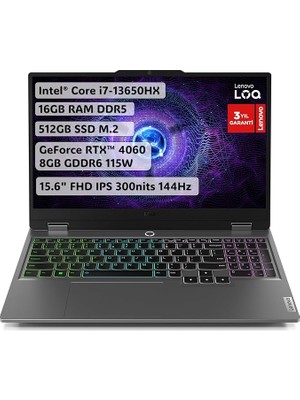 Leaf Shop Loq | I7-13650HX | 16GB Ddr5 Ram | 512GB SSD | Rtx 4060 8gb Gddr6 115W | 15.6" Fhd (1920X1080) IPS 300NITS Anti-Glare, 100% Srgb, 144Hz, G-Sync® | Freedos Dizüstü Bilgisayar | 83DV00WVTR