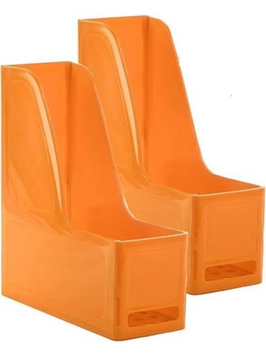 Leaf Shop Turuncu Magazinlik Demonte Plastik 2 Adet Plastik Kutu Klasörü Magazinlik A4 Dosya ve Masa Düzenleyici Sınıf Ev Ofis