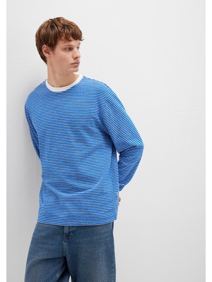 Mavi Çizgili Mavi Tişört 0613038-81330