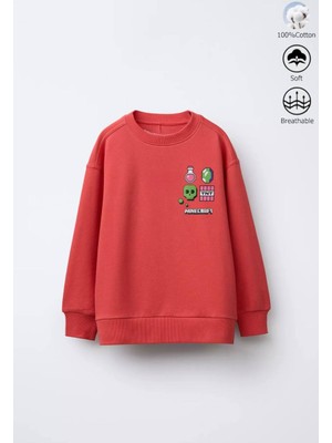 Butik Minecraft Baskılı Unısex Çocuk Sweat
